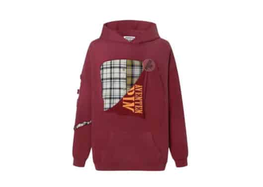 Aventen Pin DIY Tearing Shirt Inside Hoodie Red