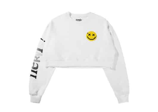 Nervis Smile Puff Print Cropped Crewneck White