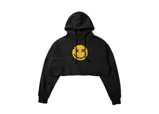 Nervis Smile Puff Print Cropped Hoodie Black