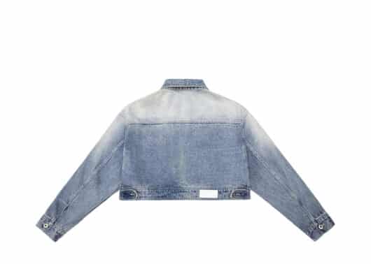Nervis Smiley Doll Cropped Denim Jacket Blue - Image 2