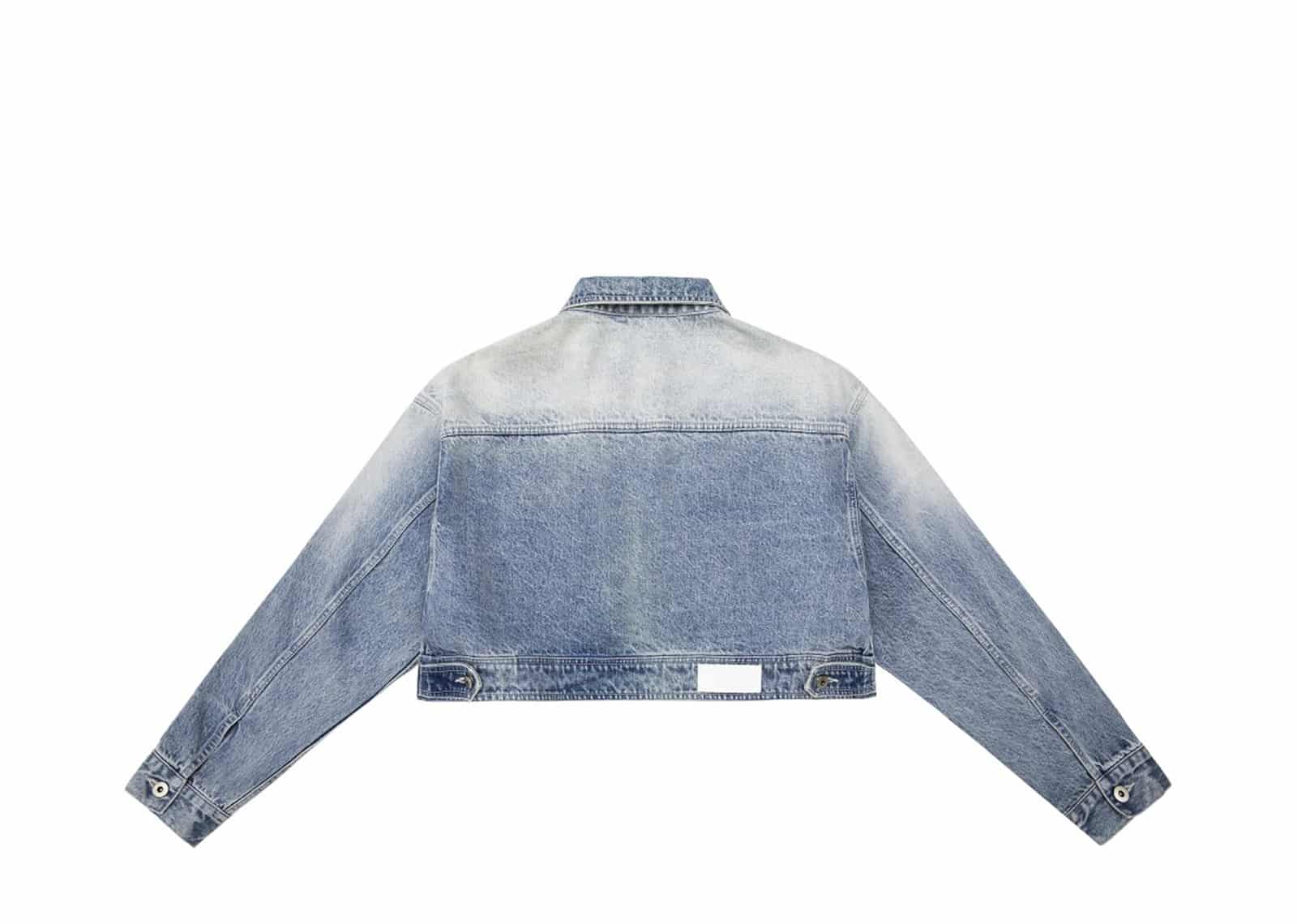 Nervis Smiley Doll Cropped Denim Jacket Blue | KICKSTW