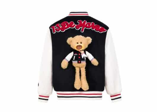 13De Marzo Bear Wearing Baseball Jacket Navy