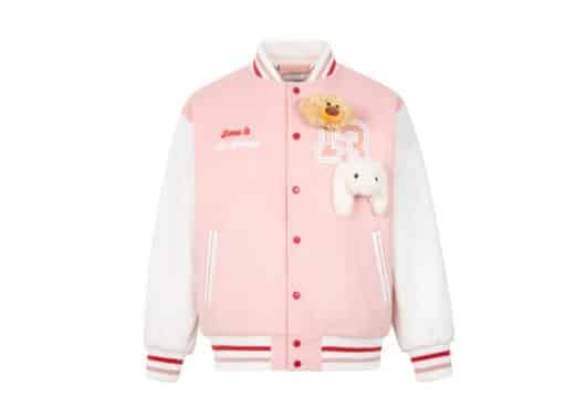 13De Marzo Bear Wearing Baseball Jacket Pink - Image 2