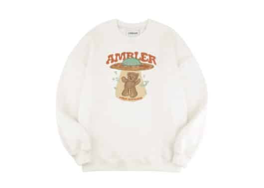 Ambler Pizza UFO Bear Crewneck Ivory AMM1006