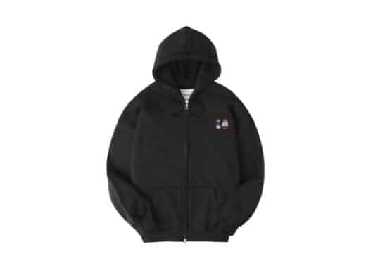 Ambler Twinlook Bear Zip Hoodie Black AZIP501