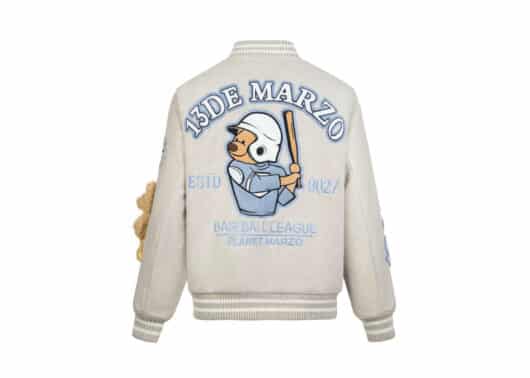 13De Marzo Bear Baseball League Jacket Cream - Image 2
