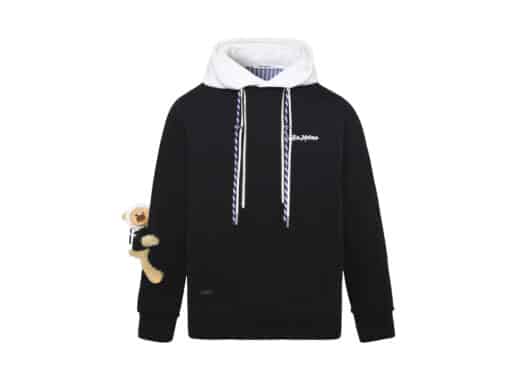 13De Marzo Bear Drawstring Hoodie Black