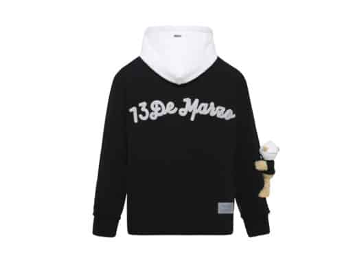 13De Marzo Bear Drawstring Hoodie Black - Image 2