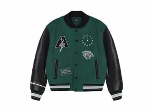 A Few Good Kids Small Clock Logo 'Love Sick' Varsity Jacket Green - Image 2