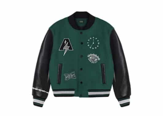 A Few Good Kids Small Clock Logo 'Love Sick' Varsity Jacket Green