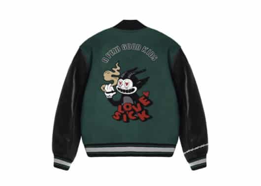 A Few Good Kids Small Clock Logo 'Love Sick' Varsity Jacket Green