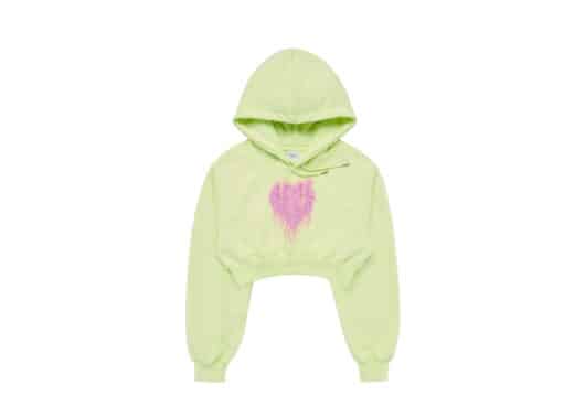 ADLV Spray Heart Logo Crop Hoodie Lime