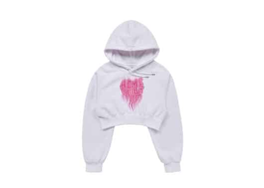 ADLV Spray Heart Logo Crop Hoodie White