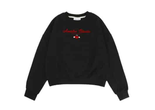 Ambler Broken Heart Crop Crewneck Black AMC102