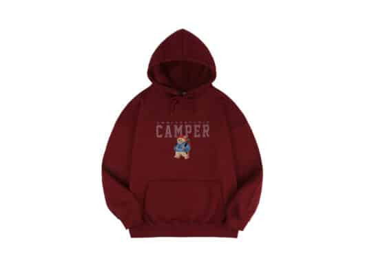 Ambler Camper Bear Hoodie Burgundy AHP903