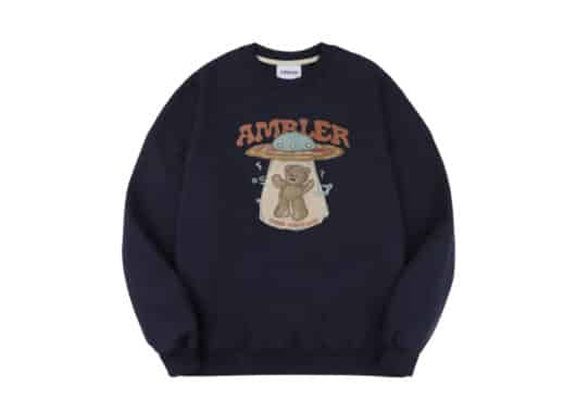 Ambler Pizza UFO Bear Crewneck Navy AMM1006