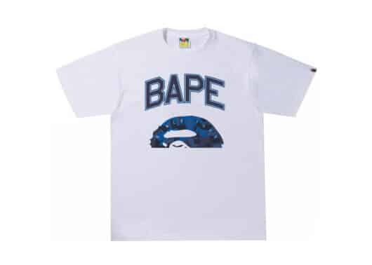 BAPE Sand Camo Half Ape Head Tee White/Navy