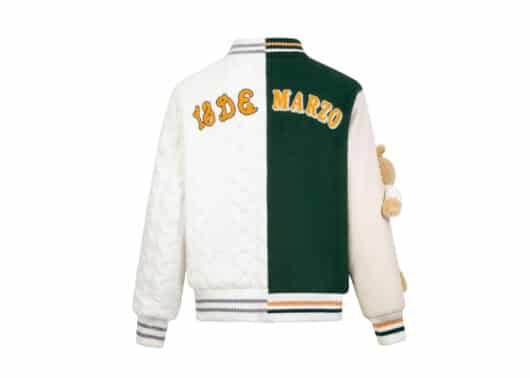 13De Marzo Bear Half Seater Baseball Jacket White/Green - Image 2
