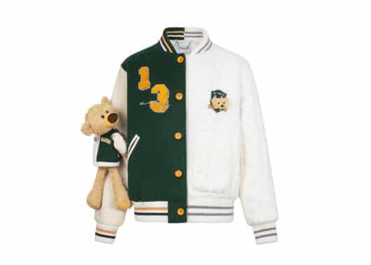 13De Marzo Bear Half Seater Baseball Jacket White/Green