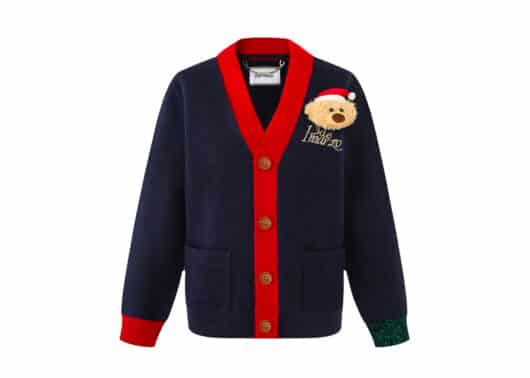 13De Marzo Christmas Gift Webbing Knit Cardigan Navy - Image 2