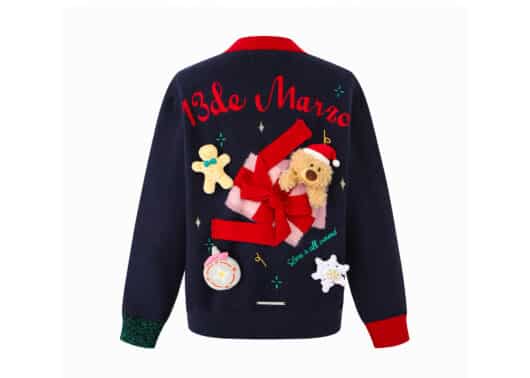 13De Marzo Christmas Gift Webbing Knit Cardigan Navy