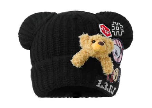13De Marzo Doozoo Ear Badges Beanie Black