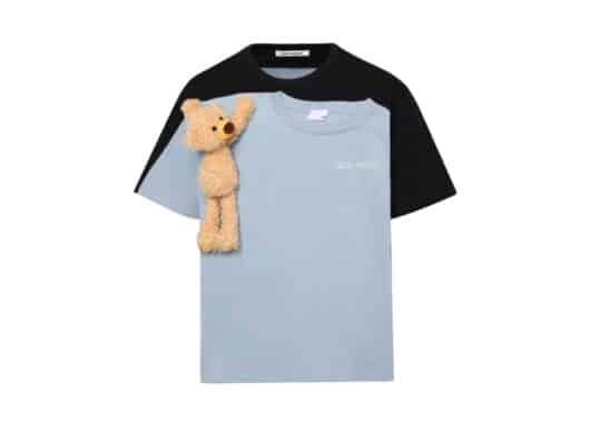 13De Marzo Fake-2-Piece Plush Bear Tee Blue