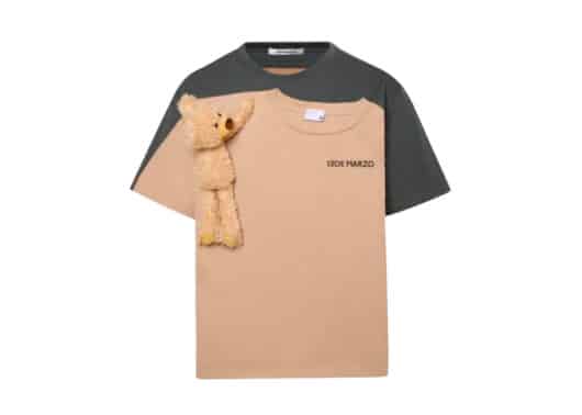 13De Marzo Fake-2-Piece Plush Bear Tee Brown