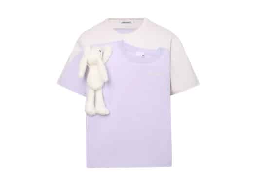 13De Marzo Fake-2-Piece Plush Bear Tee Purple
