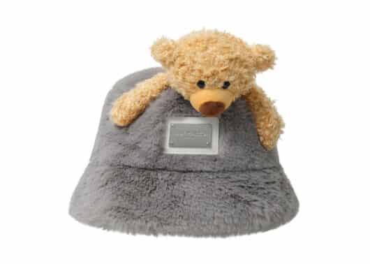 13De Marzo Furry Bear Bucket Hat Dark Grey