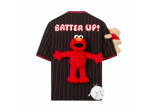 13De Marzo x Sesame Street Elmo V-neck Baseball Tee Black