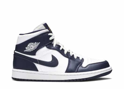 Air Jordan 1 Mid White Metallic Gold Obsidian