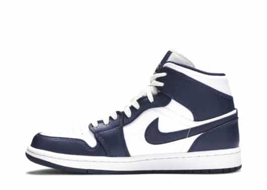 Air Jordan 1 Mid White Metallic Gold Obsidian