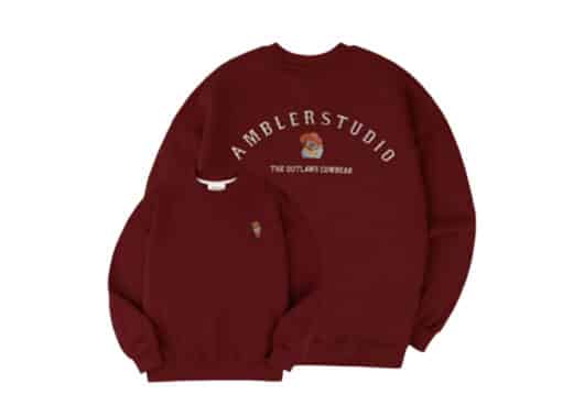 Ambler Cowboy Bear Crewneck Burgundy AMM1019