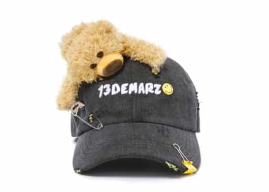 13De Marzo x Smiley Bear Broken Pin Cap Grey