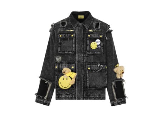 13De Marzo x Smiley Broken Pin Pocket Denim Jacket Black
