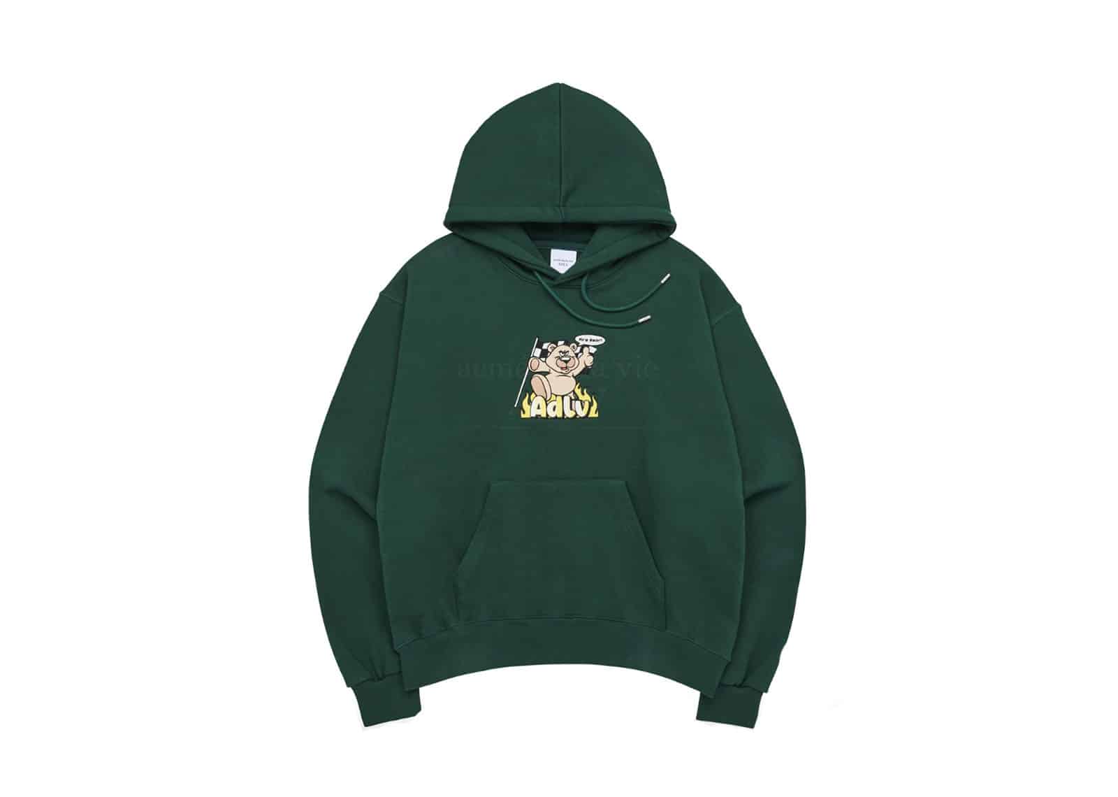 Buy ADLV Fire Bear Embroidery Hoodie Green Online in Australia | KickSTW