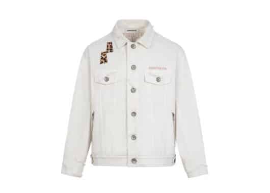 Aventen Pin Leapard Patch Jacket White