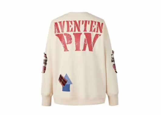 Aventen Pin Ripped Plaid Patch Hoodie White - Image 2