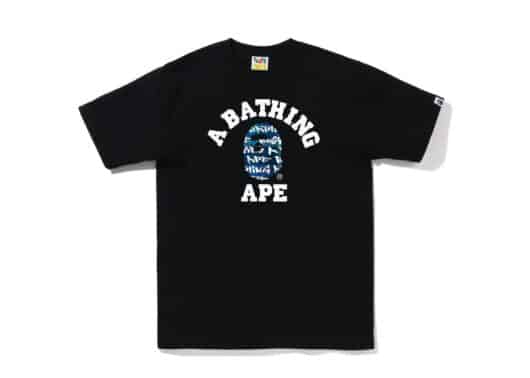 Bape Graffiti Check College Tee Black Blue