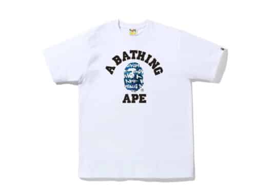Bape Graffiti Check College Tee White Blue
