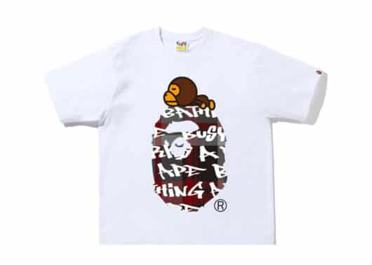 Bape Graffiti Check Milo On Big Ape Tee White Black
