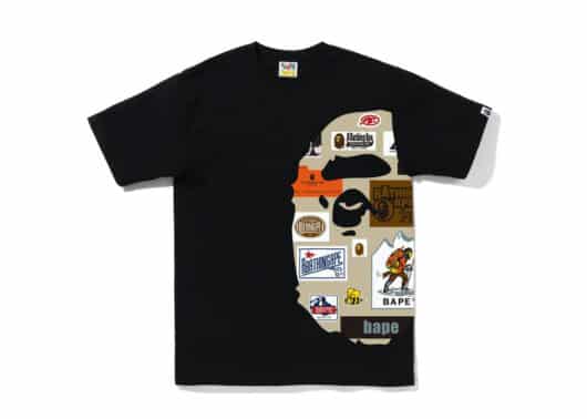 Bape Multi Label Side Big Ape Head Tee Black