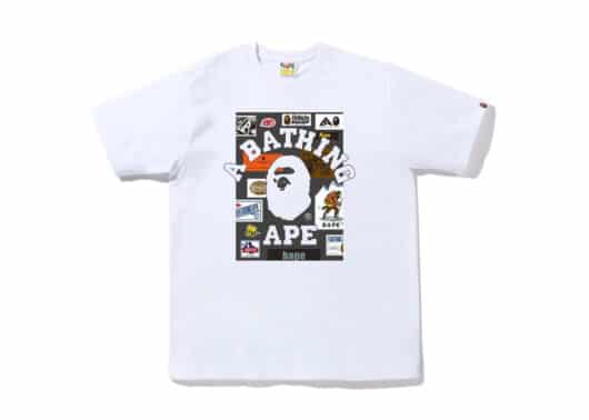 Bape Multi Label on College Tee White