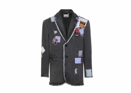 13De Marzo Bear Patch Suture Denim Suit Black front view