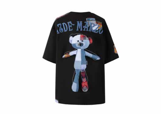 13De Marzo Bear Patch Suture Denim Tee Black back view