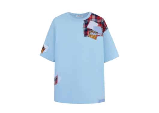 13De Marzo Bear Patch Suture Denim Tee Blue front view