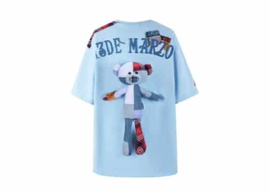 13De Marzo Bear Patch Suture Denim Tee Blue