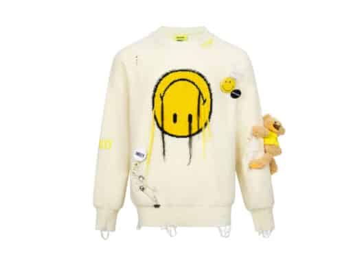 13De Marzo Broken Suture Pin Sweater Cream front view