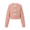 13De Marzo Doozoo Button Knit Cardigan Pink front view